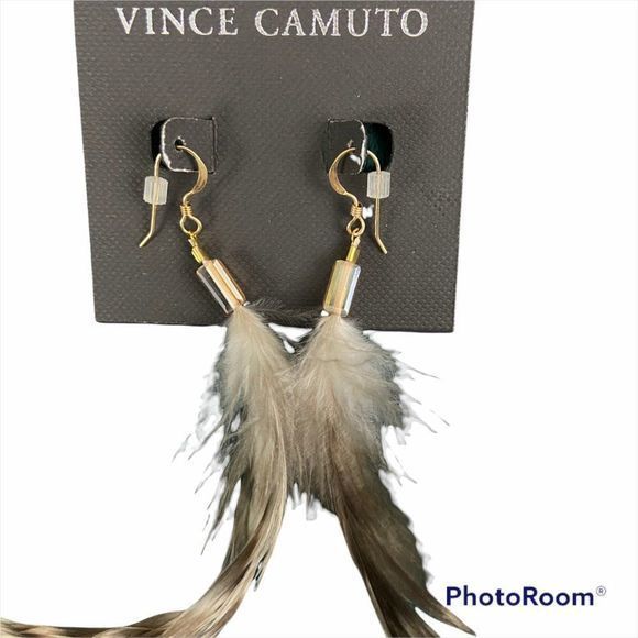 🌿4/$35🌿NWT VINCE CAMUTO Brown Feather Earrings - Picture 4 of 4